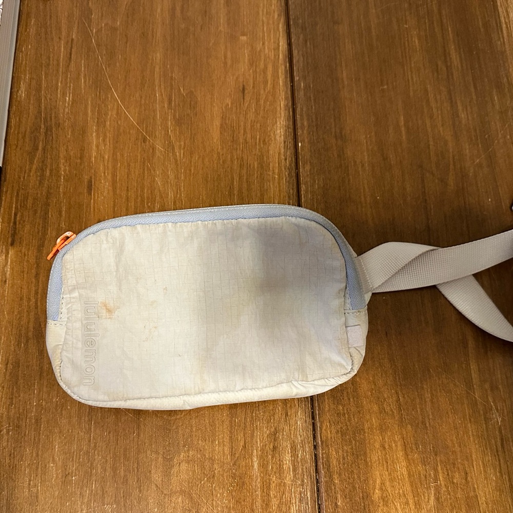 Lululemon Athletica Cream and light blue Belt Bag